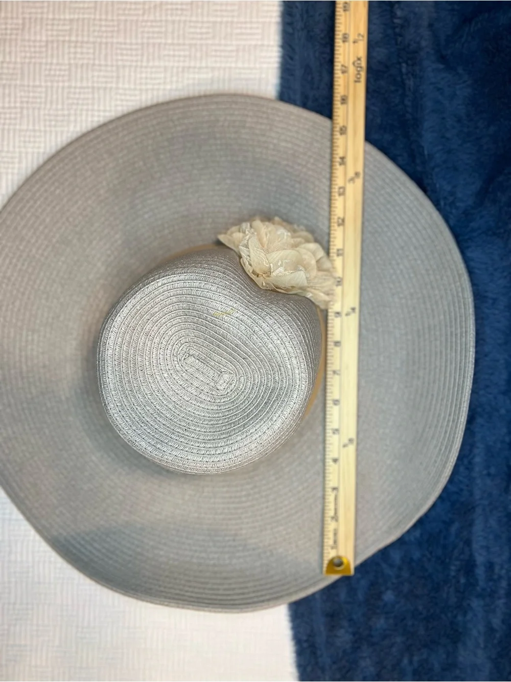 August Hat Company Gray Wide Brim Sun Hat w/ Flower